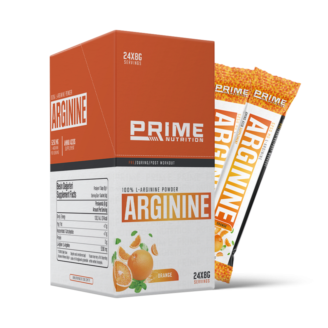 Prime Nutrition L-Arginine 24 Adet x 8 gram Portakal
