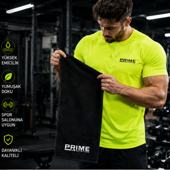 Prime Nutrition Beyaz 30x100 Siyah Havlu  