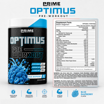 Prime Nutrition Optimus Pre-Workout 420 gram Blue Raspberry