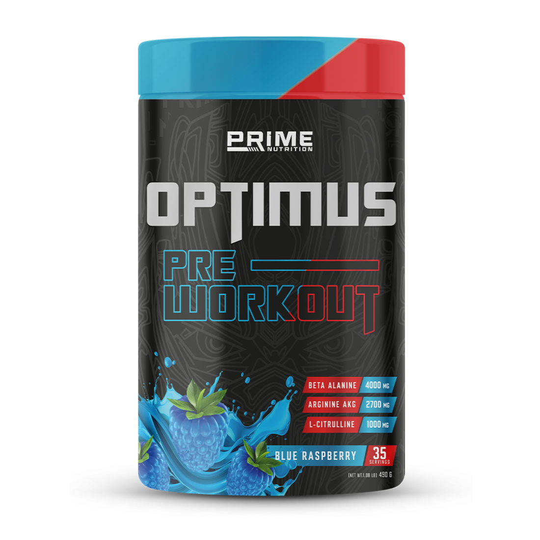 Prime Nutrition Optimus Pre-Workout 490 gram Blue Raspberry