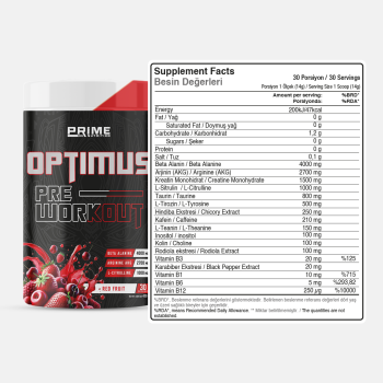 Prime Nutrition Optimus Pre-Workout 420 gram Red Fruit