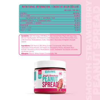 Prime Nutrition Smooth Peanut Protein Spread 350 gram Strawberry